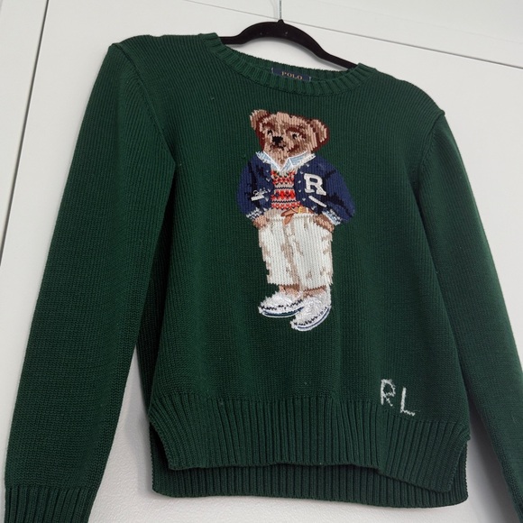 Ralph Lauren Green Sweater with Bear Motif - Size Medium - Picture 2 of 4